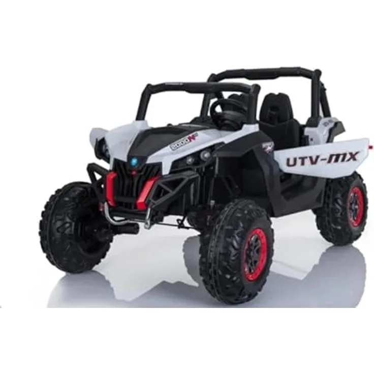 FINOOS Elektroauto für Kinder UTV-MX Buggy 24V, 2-Sitzer, 4x4 Allrad, 2x12V Batterie, 2-7 Jahre (Weiß)