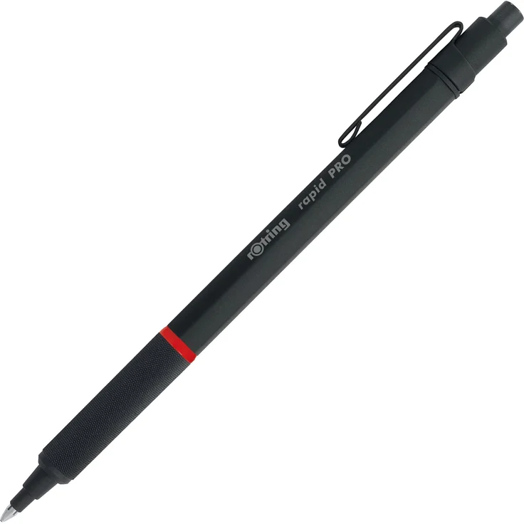 Rotring Rapid Pro, Kugelschreiber mit gefederter Mechanik, schwarz, Mine blau