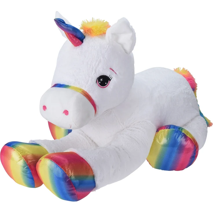 Tender Toys Kuscheltier Einhorn 87 cm weiß, mit Regenbogenmähne, -schweif und -hufen