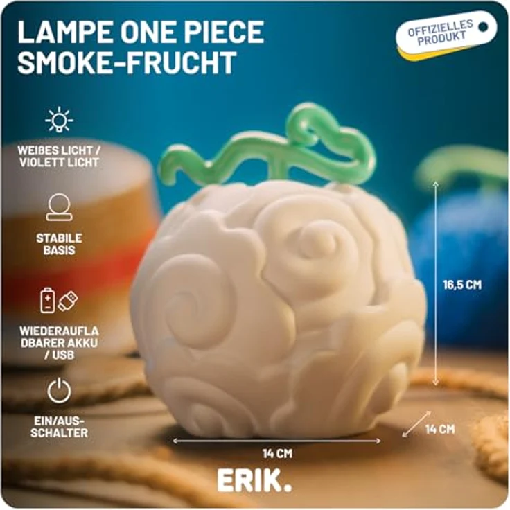 Grupo Erik One Piece Netflix Lampe Rauch-Rauch-Frucht, 17 cm, kalt-weißer LED-Lichtmodus, USB-Typ-C-Betrieb – Bild 5