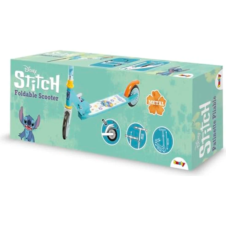 Smoby klappbarer Scooter Stitch, höhenverstellbarer Lenker und Reibungsbremse, 2 Räder, max. 50 kg, für Kinder ab 5 Jahren – Bild 5