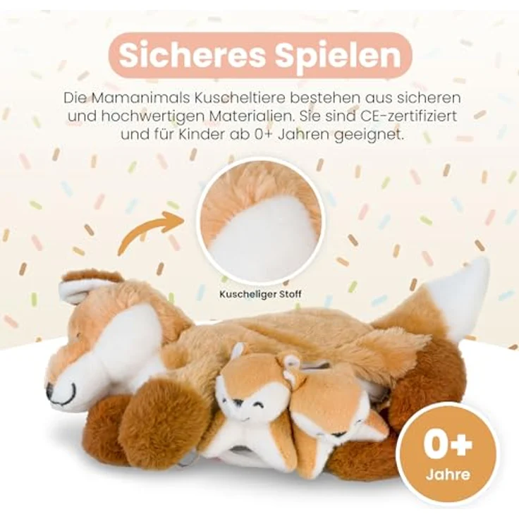 Mamanimals 2020607, Fuchs, Kuscheltier für Kinder und Erwachsene – Bild 4