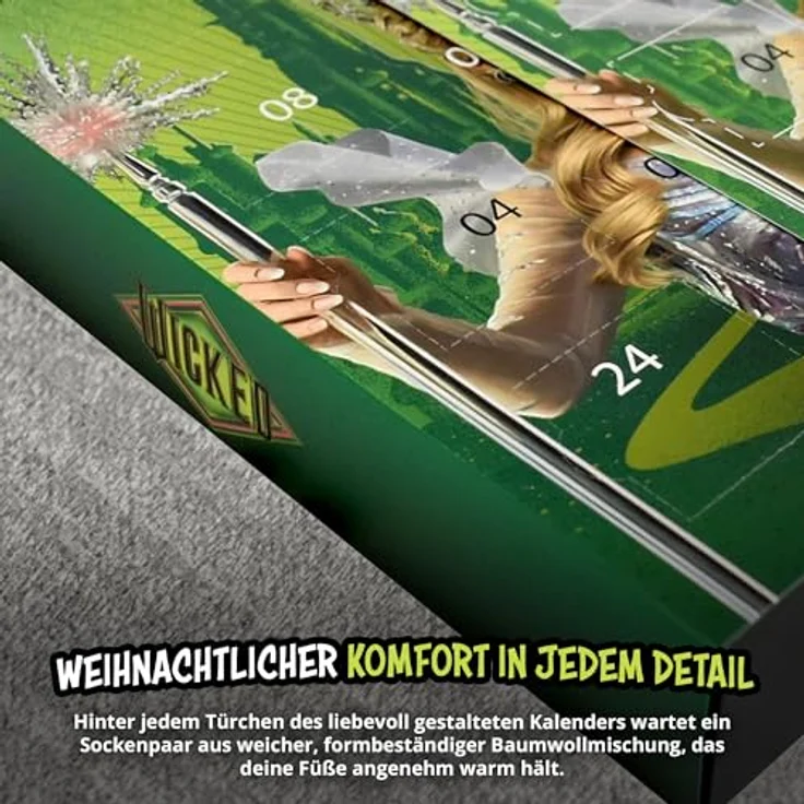 United Labels Wicked Adventskalender, 12 Paar Damen-Socken Größe 35-41, Sneaker und lange Socken mit ikonischen Designs, offizielles Merchandise aus dem Kinohit – Bild 5