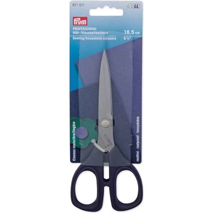 Prym Schere Professional Näh-/Haushaltsschere, Edelstahl, 6 1/2'' (16,5 cm), Blau, ergonomischer Soft-Griff, geeignet für Rechts- und Linkshänder – Bild 1