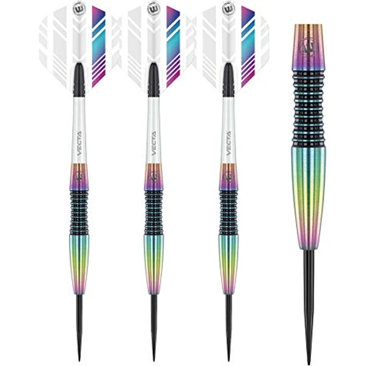 WINMAU Elektra 22 Gramm Profi Wolfram Steeltip Dartpfeile Set, 3er Pack mit Prism Delta Flüge und Vecta Schaft – Bild 2