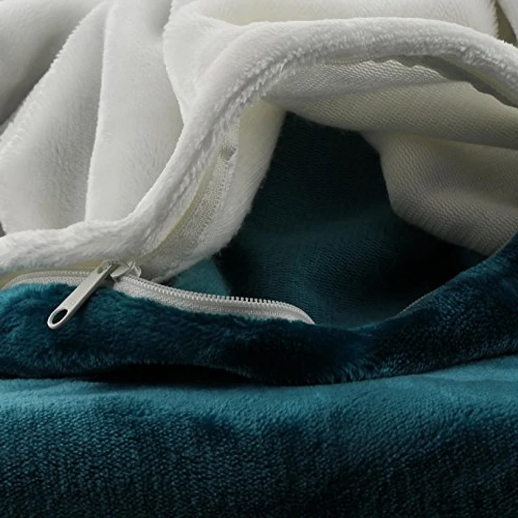 Gözze - Wendebettwäsche, Cashmere-Feeling, Bettbezug: 135 x 200 cm, Kissenbezug: 80 x 80 cm, Mikrofaser - Petrol/Wollweiß – Bild 4