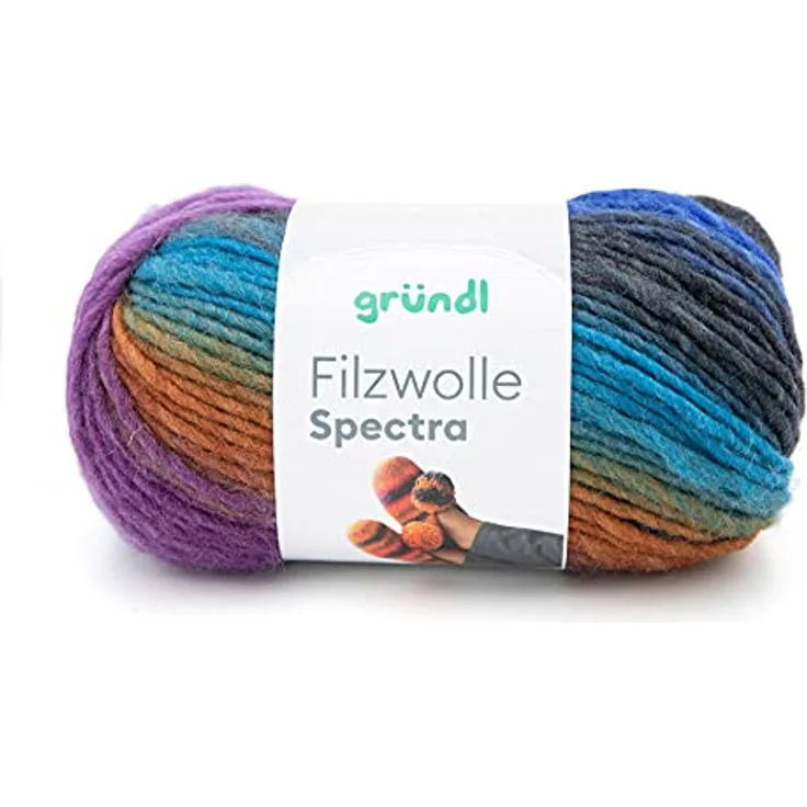 Gründl Filzwolle Spectra, (OEKO-TEX zertifiziert, 100 % Schurwolle zum Filzen, 100 g / 100 m, 1 Knäuel á 100 g), atlantis multicolor