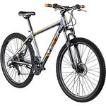 ZÜNDAPP FX27 Mountainbike 27,5 Zoll Fahrrad Mountain Bike Hardtail mit Shimano Schaltung MTB Fahrrad Herren Damen mit MTB Rahmen und Federgabel 21 Gänge 650B (grau/orange, 48 cm)