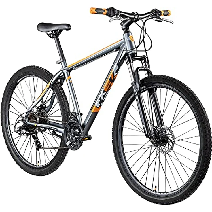 ZÜNDAPP FX27 Mountainbike 27,5 Zoll Fahrrad Mountain Bike Hardtail mit Shimano Schaltung MTB Fahrrad Herren Damen mit MTB Rahmen und Federgabel 21 Gänge 650B (grau/orange, 48 cm) – Bild 1