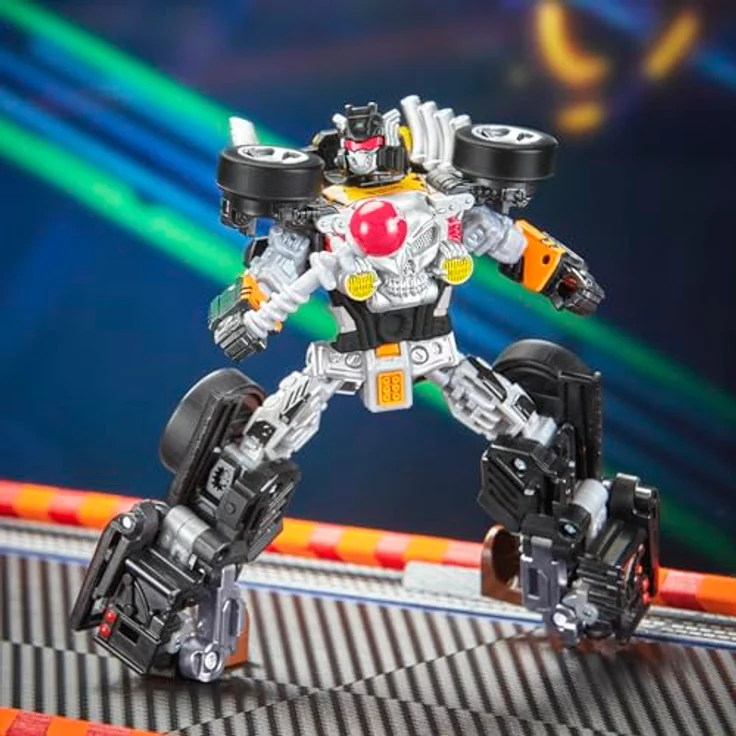 Transformers Collaborative Hot Wheels® x Bone Shakerä, verwandelbare Action-Figur mit 12,5 cm Roboter und Fahrzeug-Modus, Flammen-Deko und Totenkopf Kühlergrill – Bild 4