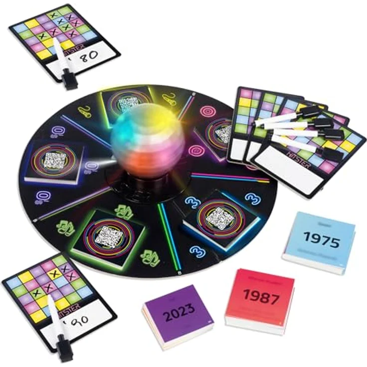 Hitster Hitster Bingo, Musik-Trivia- und Song-Bingo-Spiel mit Disco-Kugel, 225 ikonischen Songs, Einfach zu Spielen - Brettspiel – Bild 5