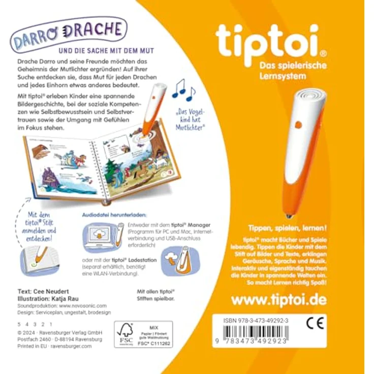 Ravensburger tiptoi® Darro Drache und die Sache mit dem Mut, Lernbuch mit Sound über den Umgang mit Gefühlen, für Kinder von 4-7 Jahren – Bild 2