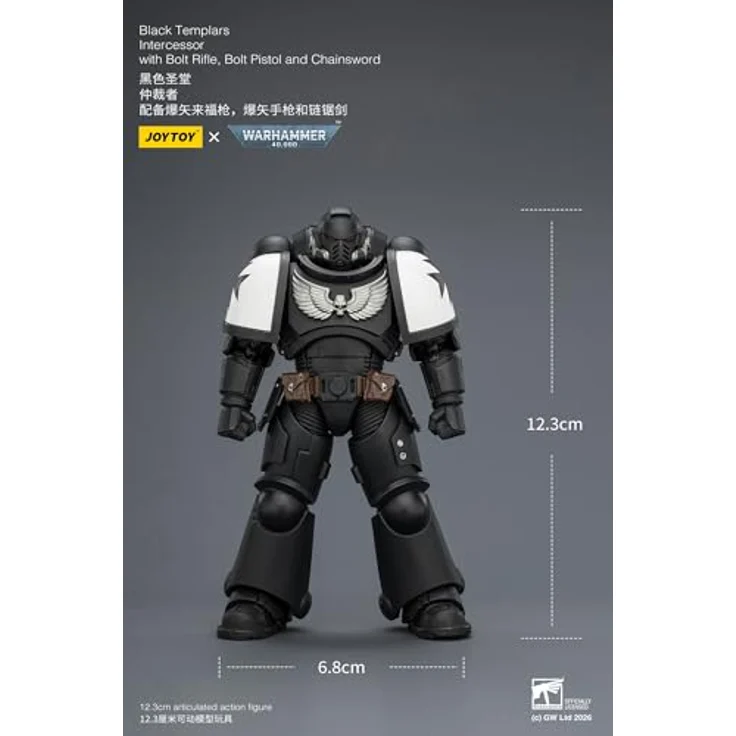 Joy Toy Warhammer 40,000 Black Templars Intercessor Figur, detailreich, 12 cm, beweglich, inkl. Bolzengewehr und Kettenschwert – Bild 8
