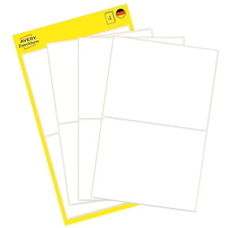 AVERY Zweckform 3046, selbstklebende Haushaltsetiketten (77x59 mm, 8 Aufkleber auf 4 Bogen) blanko, weiß für Beschriften und Kennzeichnen – Bild 1