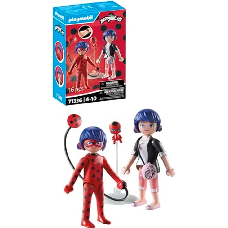 PLAYMOBIL Miraculous Marinette & Ladybug, Spielfigurenset mit Kwami Tikki und Zubehör, detailreiches Spielzeug für Kinder ab 4 Jahren, 71336 – Bild 1