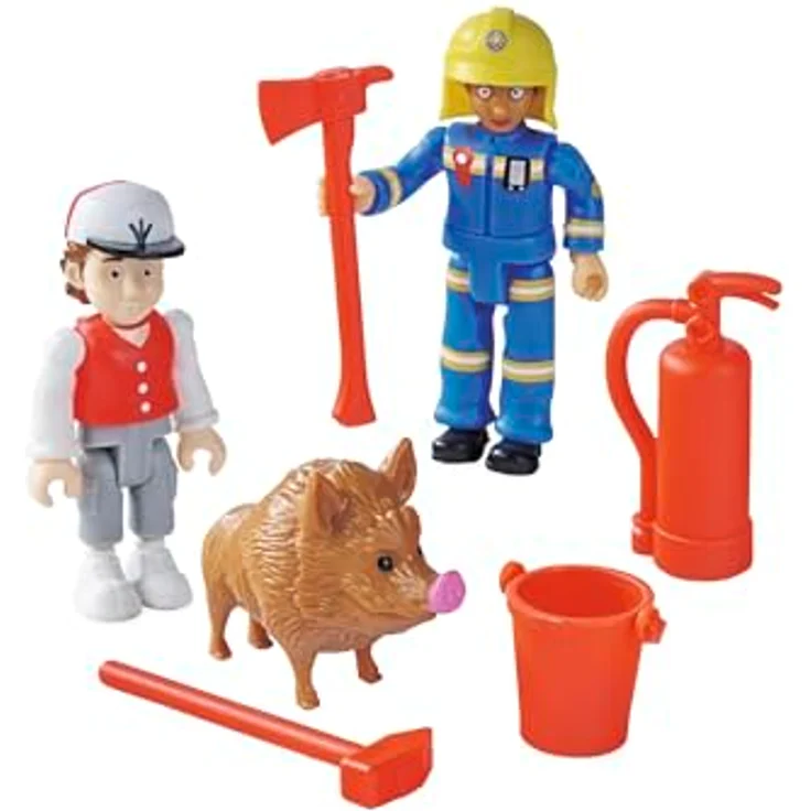 Simba Dickie Sam Figuren Doppelpack V, 4 Sortierungen, mit neuen Uniformen, 2 Figuren, 1 Tier und Zubehör, beweglich, 7,5 cm, für Kinder ab 3 Jahren – Bild 2