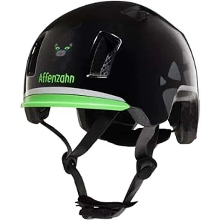 Affenzahn Fahrradhelm robuster Kinderhelm für Mädchen und Jungen Panther - Schwarz, individuell verstellbar, mit integriertem Rücklicht und Reflektorstreifen – Bild 1