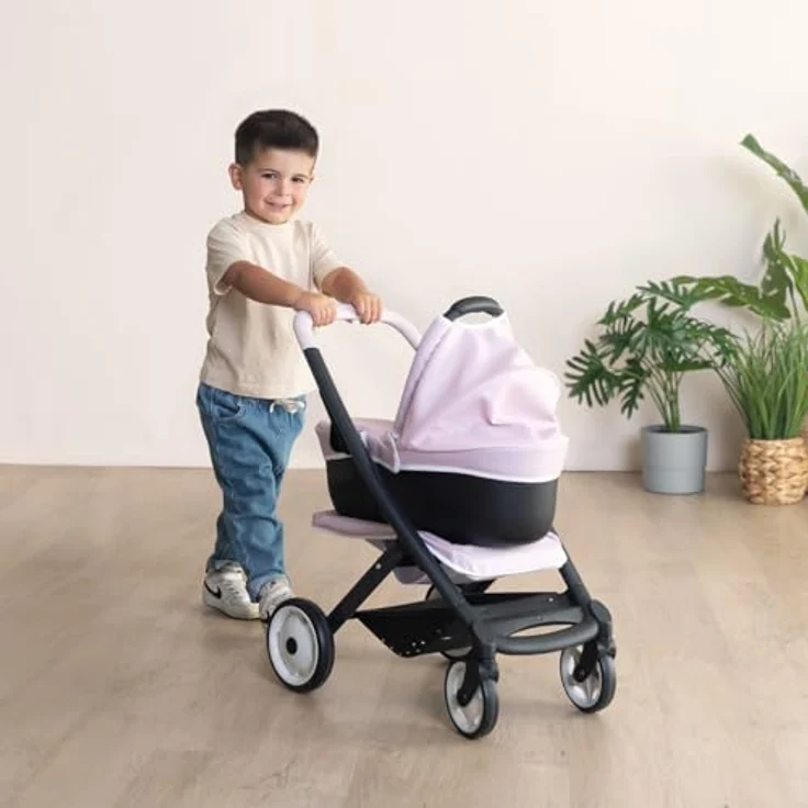 Smoby - Maxi-Cosi 3-in-1 Puppenwagen, Buggy und Tragekorb für Puppen bis 42 cm, stabile Bauweise mit drehbaren Vorderrädern, Stauraumkorb, ab 3 Jahren, hergestellt in Spanien – Bild 4