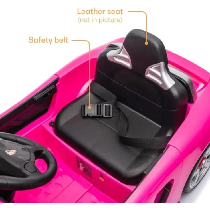 Porsche Carrera GT Elektro-Kinderauto, 12V, Vollausstattung mit Fernbedienung, Ledersitz, Bluetooth & EVA-Reifen, offiziell lizenziert, rosa – Bild 8