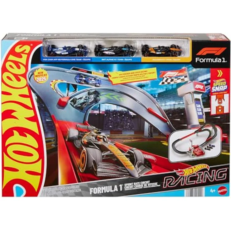 Hot Wheels Racing Starter Trackset, Formel 1 Rennstrecke mit 3 Die-Cast-Autos im Maßstab 1:64, Turbostarter und unendlicher Modus – Bild 6