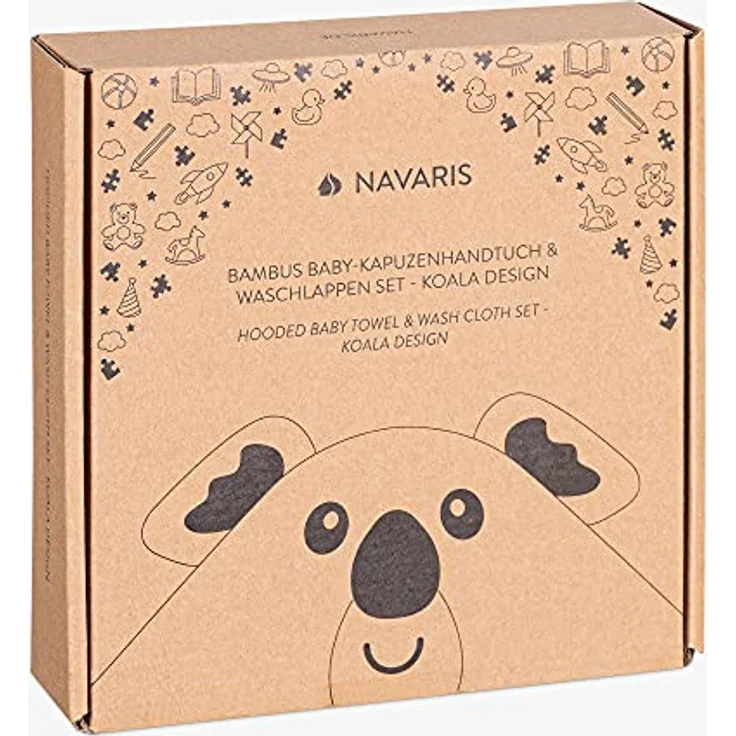 Navaris Baby Handtuch mit Kapuze und Waschlappen - Set aus Bambus - Badetuch ab 0 Monate - Kapuzenhandtuch 70x70cm Ökotex zertifiziert - Koala Design – Bild 6