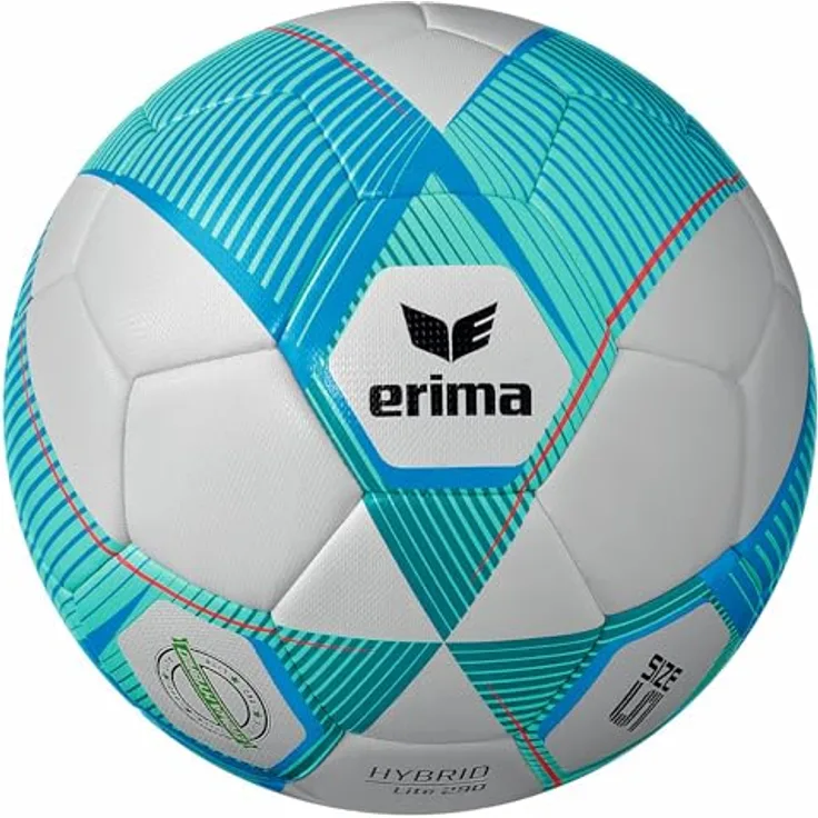 Erima HYBRID LITE 290 Fußball (7192407), Curacao/Petrol, 5 - Langlebiges PU mit 3D-Struktur, minimale Wasseraufnahme