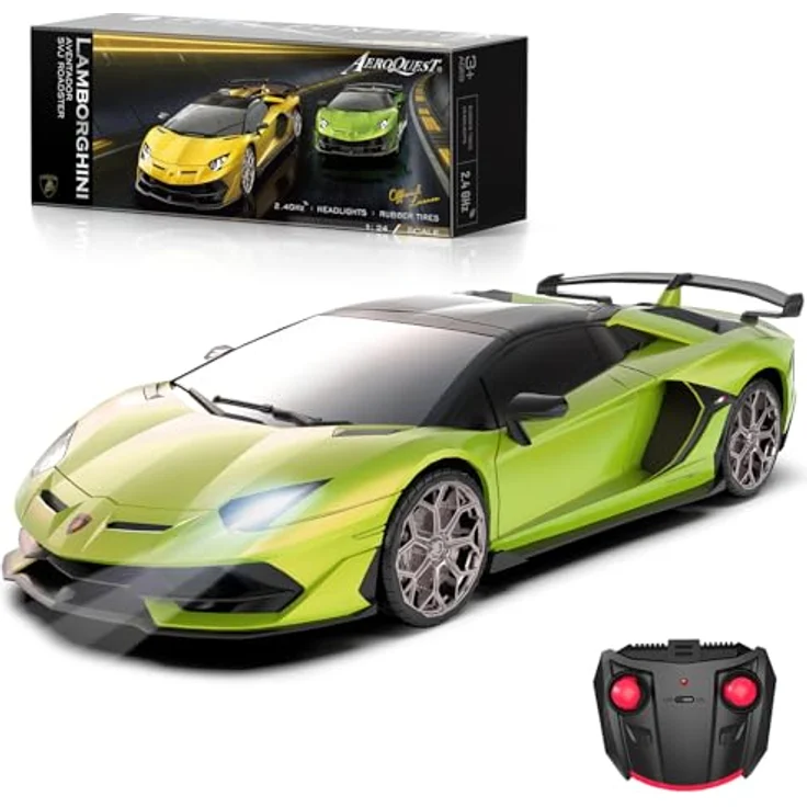 AEROQUEST 1:24 Lamborghini SVJ Roadster Ferngesteuertes Auto, 2.4GHz mit umweltfreundlichem Material, grün – Bild 1