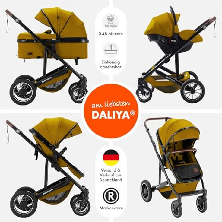 Daliya® FLEXI-PRO M 3in1 Kinderwagen & Buggy mit i-Size Babyschale, leichter Aluminiumrahmen, Wetterschutz und großem Einkaufskorb – Bild 2