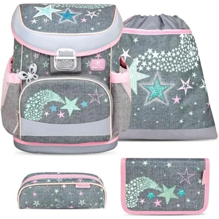 Belmil Mini-Fit Schulranzen Set 4-teilig, ergonomisch und leicht, 17 L Volumen, Shine Bright – Bild 1