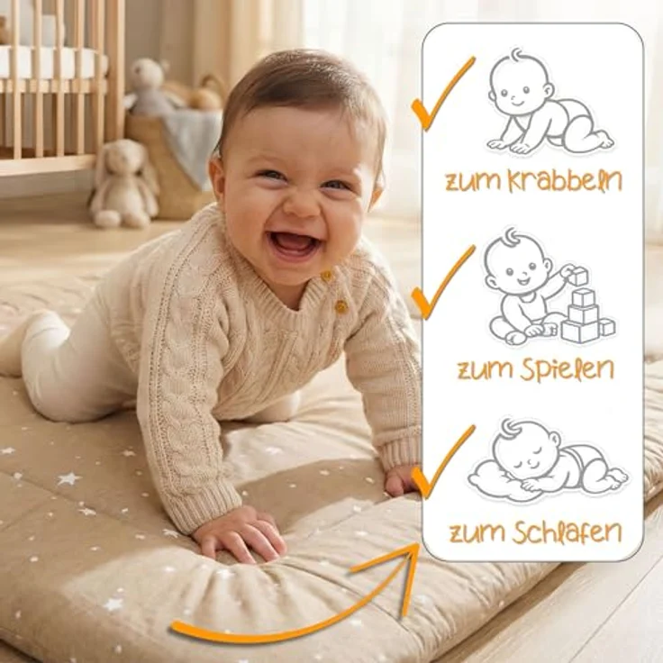 Totsy Baby Krabbeldecke Krabbelmatte – Faltbare Spielmatte für Baby, waschbar, Oeko-Tex-zertifiziert, großzügige Fläche, hautfreundlich, modernes Design – Bild 3