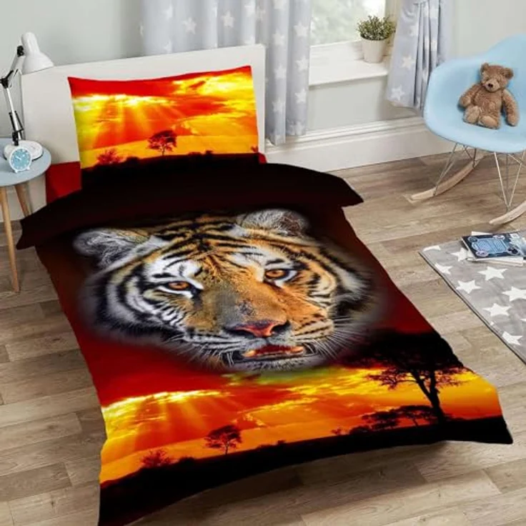 ESPiCO Bettwäsche Sleep and Dream Tiger Tigerkopf Afrika Safari Wildtier Savanne Renforcé, 2-teilige Bett-Garnitur, 100% Baumwolle, Atmungsaktiv, Öko-Tex Standard 100, Größe: 135 cm x 200 cm – Bild 3