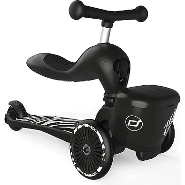 Scoot&Ride Highwaykick 1 Lifestyle, 2in1 Rutscherfahrzeug und Scooter mit Transportbox, Farbe: zebra – Bild 1