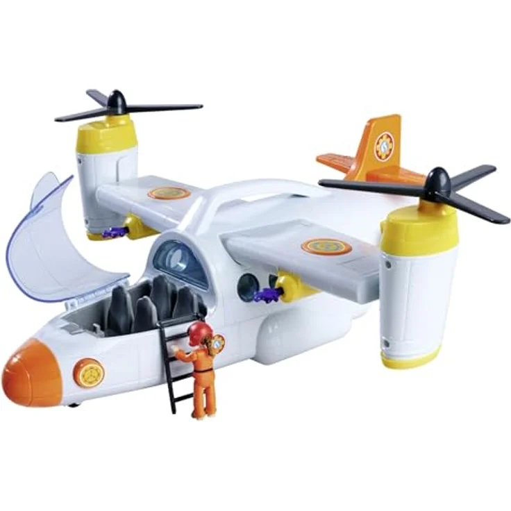 SIMBA Feuerwehrmann Sam Fire Swift Rettungsflugzeug, 42 cm mit Licht- und Soundeffekten, inkl. Seilwinde und Figuren – Bild 3