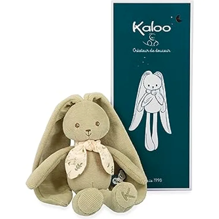 Kaloo - Lapinoo - Grüner Hase - Baby-Plüschtier aus Cord - 25 cm - Sehr Weiches Material - Geschenkbox - Ab Geburt, K218014
