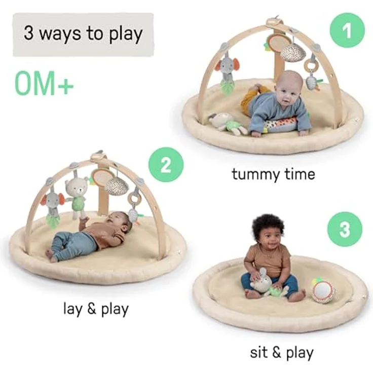 Ingenuity Every Season Plüsch Lammwolle Baby Spielzeug und Spielmatte, atmungsaktiv, Bauchlagematte, 0+ Monate - Natürlich – Bild 2