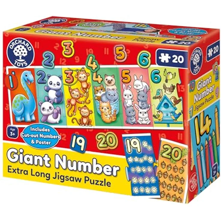 Orchard Giant Number Puzzle, Zahlenpuzzle 1-20 mit großen, robusten Teilen und Lernleitfaden für Kinder ab 3 Jahren