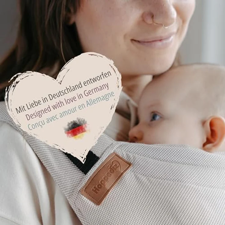 Hoppediz Babytrage Buckle, Fullbuckle für Neugeborene (3,5 - 20 kg) mit 2 Schnallen Optionen, ergonomisch verstellbar, in neutralem Design – Bild 8