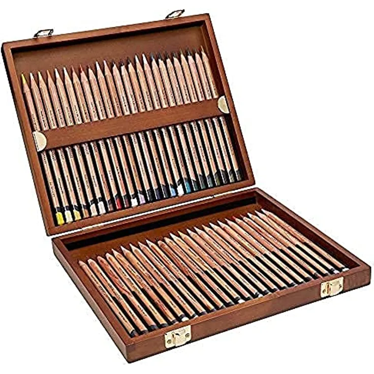 Derwent Lightfast Lichtechte Farbstifte in Geschenk-Box aus Holz, Zeichnen & Ausmalen, 48er-Set, Ideal für Schichtung, Reduzierte Farbverblassung, Professionelle Qualität, 2305692