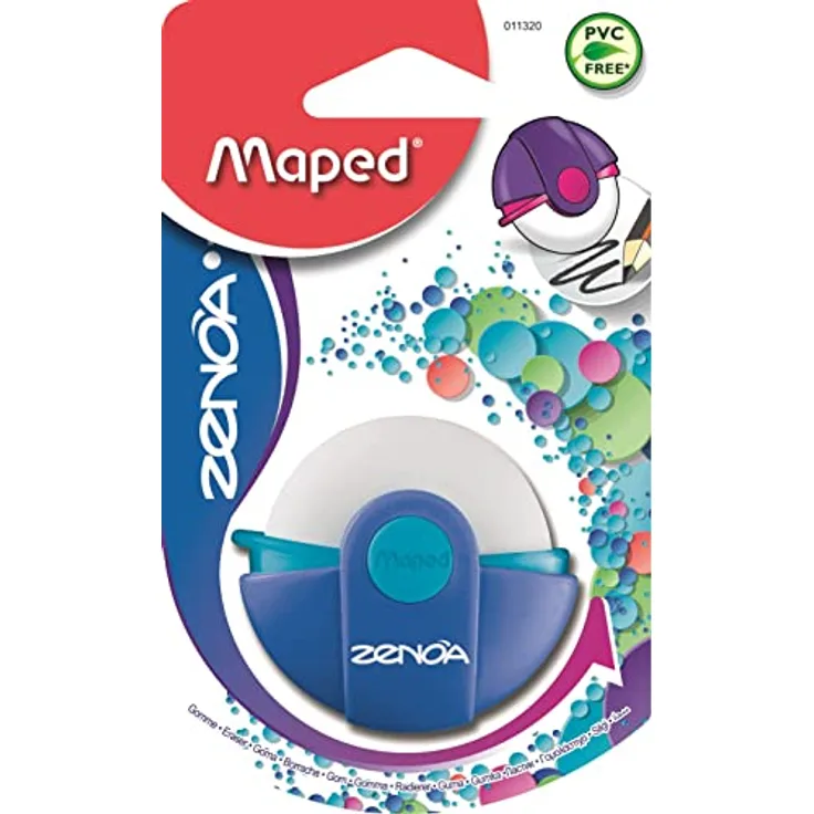 Maped Zenoa Radiergummi 100% geschützt mit drehbarem Etui Farbe blau