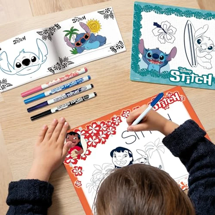 Lisciani Disney Stitch Zeichenschule, Kreativset mit 4 parfümierten Filzstiften und 4 wiederverwendbaren Schreib- und Löschtafeln, für Kinder ab 5 Jahren – Bild 4