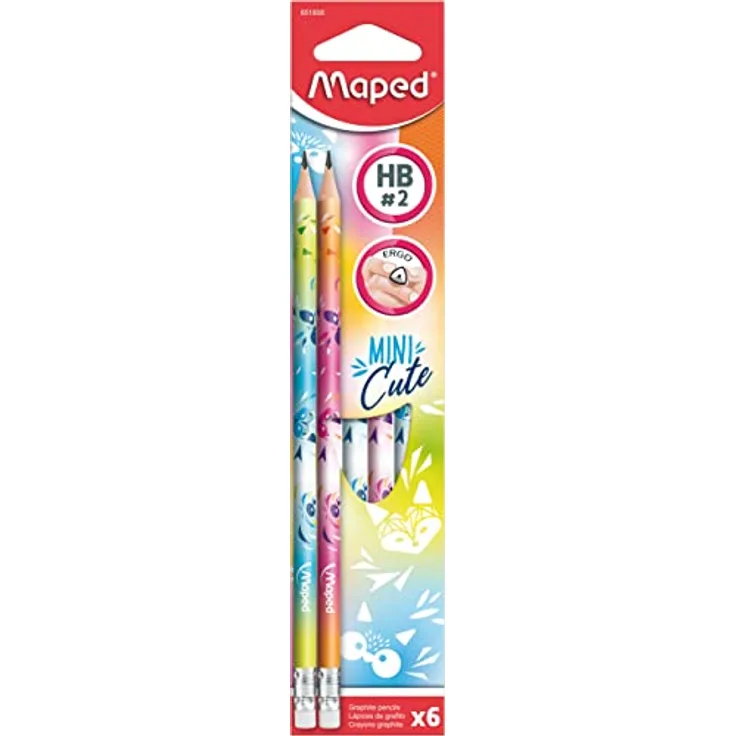 Maped - Bleistift MINI CUTE HB mit Radiergummikopf - 6 Stück