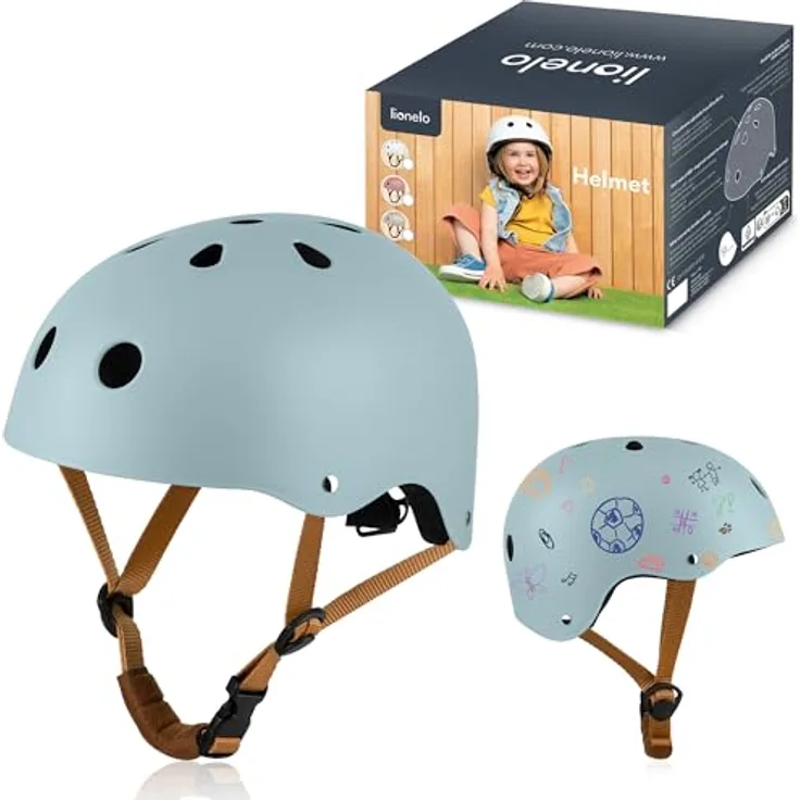 Lionelo Helmet Kinderfahrradhelm, verstellbar 50-56 cm, Intertek zertifiziert, Kinnschutz, Größe S, für Mädchen und Jungen