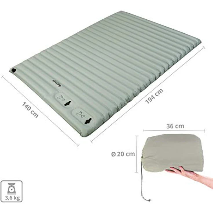 Human Comfort Luftbett Durtal Double Doppel Isomatte Luftmatratze 194x140x10 cm – Bild 3