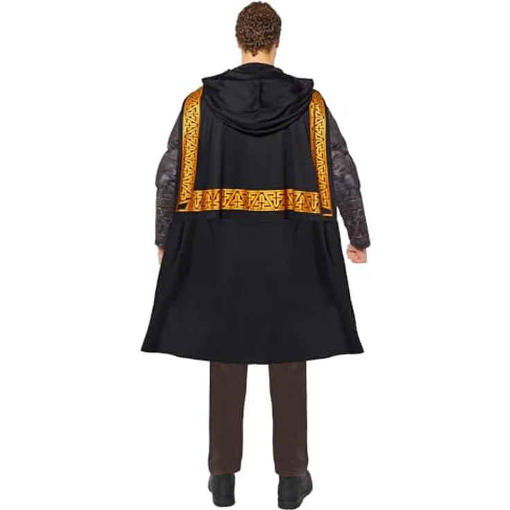 Amscan Black Adam Erwachsenenkostüm, wattierter Overall mit Kapuzen-Umhang, Größe L – Bild 4