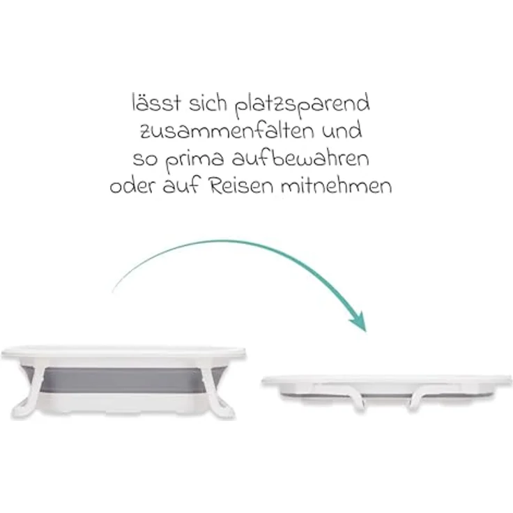 Fillikid Orca Faltbadewanne, Babybadewanne grau-weiss mit anti-rutsch Beschichtung und sicherem Stöpsel für optimale Wassertemperatur – Bild 5
