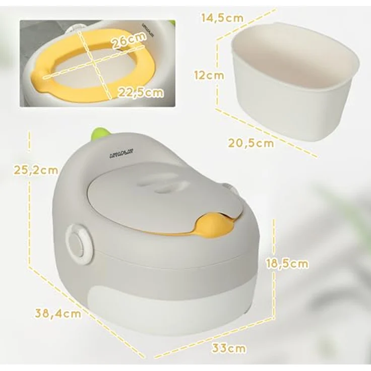 AIYAPLAY 3-in-1 Kindertopf, abnehmbar Kindertöpfchen mit Griffen, bis 50 kg belastbar, Kunststoff/Kunstleder, Grau – Bild 5
