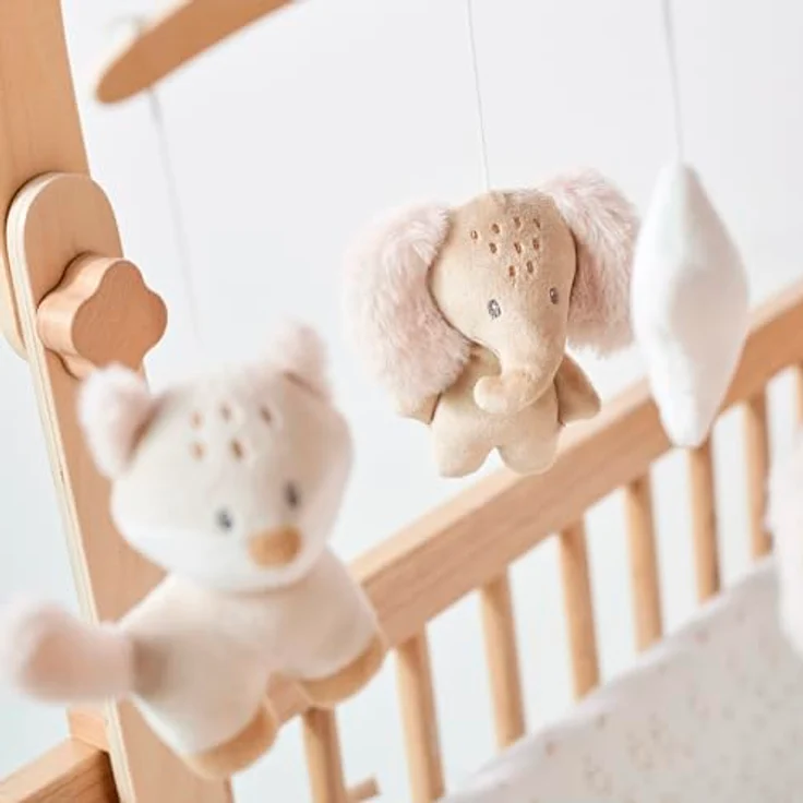 Nattou Mobile mit Spieluhr, Fuchs und Elefant, sanftes Wiegelied "La-Le-Lu", 50 cm, Flo Beige, Holz und Polyester, pflegeleicht, vegan und tierversuchsfrei – Bild 5