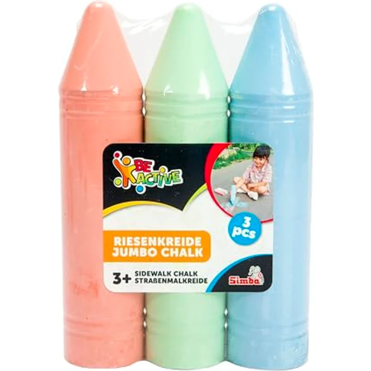 SIMBA Be Active 3 Jumbo Straßenmalkreide, Outdoor Kreide in Blau, Rot und Grün, für Kinder ab 3 Jahren – Bild 2