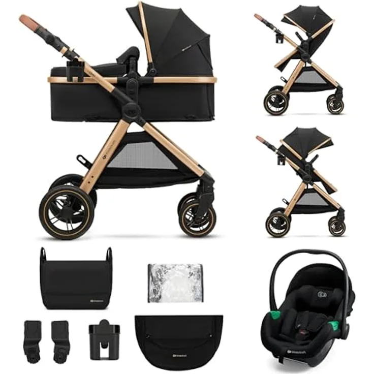 Kinderkraft ESME PRO 3in1 Kombikinderwagen, Schwarz, bis 25 kg, leicht manövrierbar