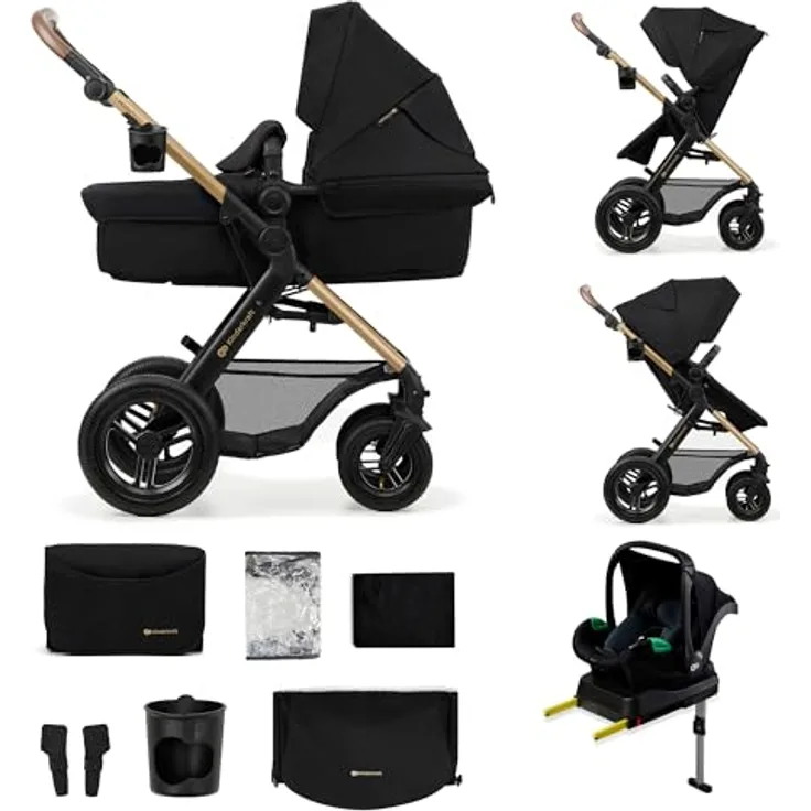 KinderKraft Moov 2 Air, 4-in-1 Kinderwagen mit umwandelbarem Sitz, aufblasbaren Rädern und Zubehörset